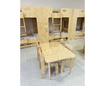 Łóżko piętrowe dla dzieci z szufladą i stelażem MIMI D Montessori Drewniane