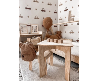 Stolik z krzesełkiem dla dziecka TAB+KR Montessori Drewniany