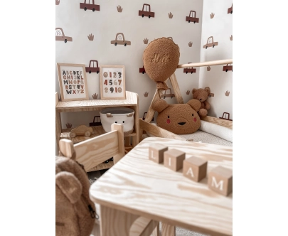 Stolik z krzesełkiem dla dziecka TAB+KR Montessori Drewniany