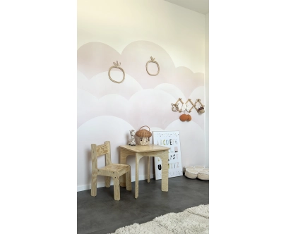 Stolik z krzesełkiem dla dziecka TAB+KR Montessori Drewniany