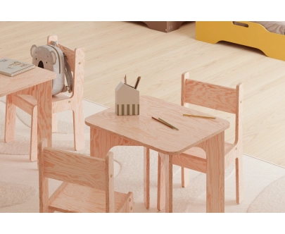 Stolik z krzesełkiem dla dziecka TAB+KR Montessori Drewniany