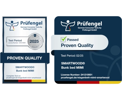 Łóżko piętrowe dla dzieci z barierkami i stelażem MIMI B Montessori Drewniane