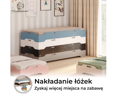 Łóżko pojedyncze dla dzieci podłogowe ze stelażem TILA 8 Montessori Drewniane