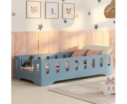 Łóżko pojedyncze dla dzieci z barierką i stelażem TILA 2 Montessori Drewniane