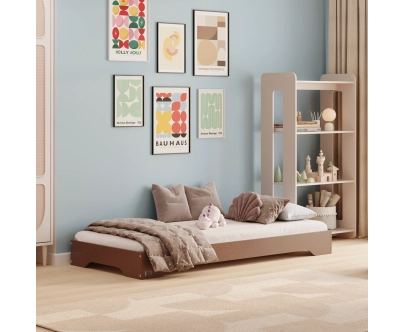 Łóżko pojedyncze dla dzieci podłogowe ze stelażem TILA 7 Montessori Drewniane