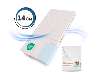 Zestaw Materac piankowy 14 cm i Prześcieradło dla dziecka Średnia twardość (H2) - rozmiar XL