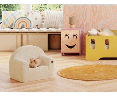 Fotelik dla dzieci piankowy BUBU Montessori Ecru