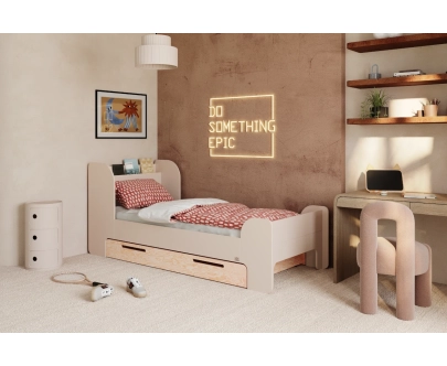 Łóżko dla dzieci i młodzieży z szufladą i stelażem FLOU D Klasyczne Drewniane