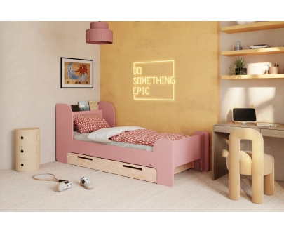 Łóżko dla dzieci i młodzieży z szufladą i stelażem FLOU D Klasyczne Drewniane
