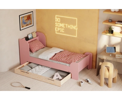 Łóżko dla dzieci i młodzieży z szufladą i stelażem FLOU D Klasyczne Drewniane