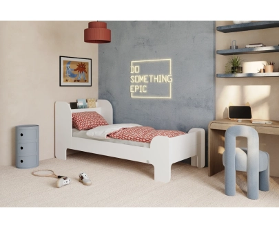 Łóżko dla dzieci i młodzieży z półką i stelażem FLOU Klasyczne Drewniane