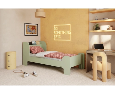 Łóżko dla dzieci i młodzieży z półką i stelażem FLOU Klasyczne Drewniane