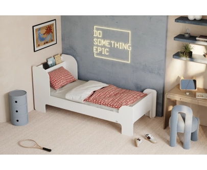 Łóżko dla dzieci i młodzieży z półką i stelażem FLOU Klasyczne Drewniane