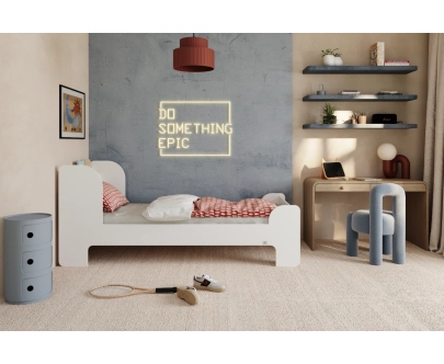 Łóżko dla dzieci i młodzieży z półką i stelażem FLOU Klasyczne Drewniane