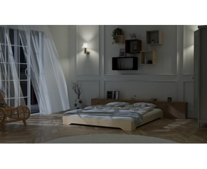 Łóżko pojedyncze dla dzieci podłogowe ze stelażem TILA 7 Montessori Drewniane