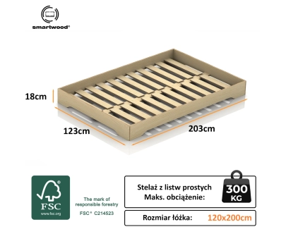 Łóżko pojedyncze dla dzieci podłogowe ze stelażem TILA 7 Montessori Drewniane