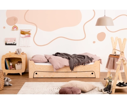 Łóżko dziecięce z szufladą i stelażem TILA 10 Montessori Drewniane