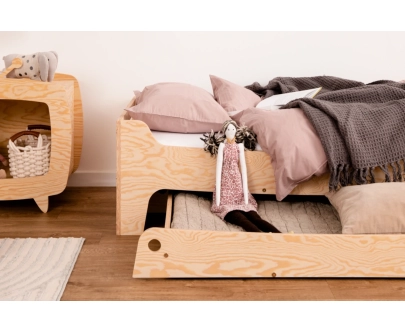 Łóżko dziecięce z szufladą i stelażem TILA 10 Montessori Drewniane