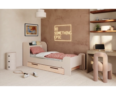 Łóżko dla dzieci i młodzieży z szufladą i stelażem FLOU D Klasyczne Drewniane