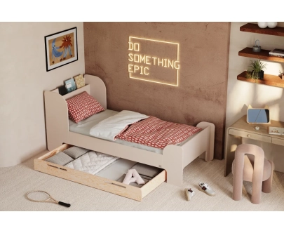 Łóżko dla dzieci i młodzieży z szufladą i stelażem FLOU D Klasyczne Drewniane