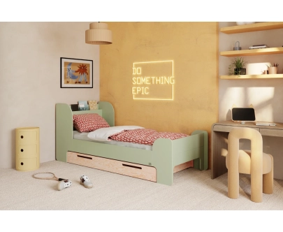 Łóżko dla dzieci i młodzieży z szufladą i stelażem FLOU D Klasyczne Drewniane