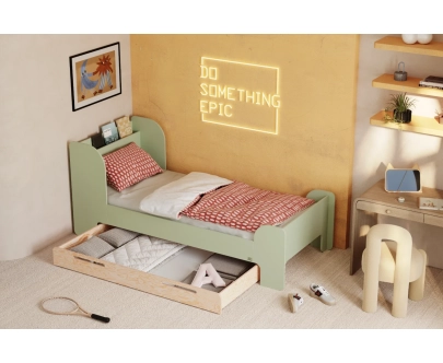 Łóżko dla dzieci i młodzieży z szufladą i stelażem FLOU D Klasyczne Drewniane