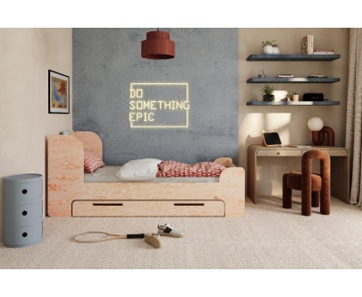Łóżko dla dzieci i młodzieży z szufladą i stelażem FLOU D Klasyczne Drewniane