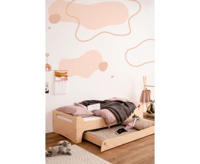 Łóżko dziecięce z szufladą i stelażem TILA 10 Montessori Drewniane