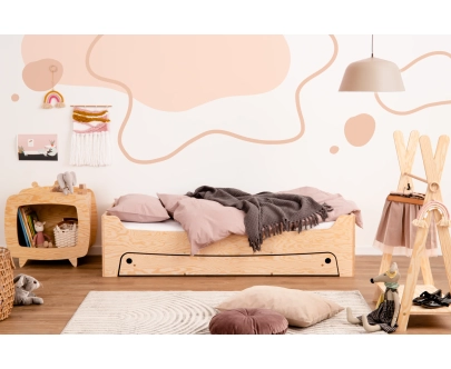 Łóżko dziecięce z szufladą i stelażem TILA 10 Montessori Drewniane