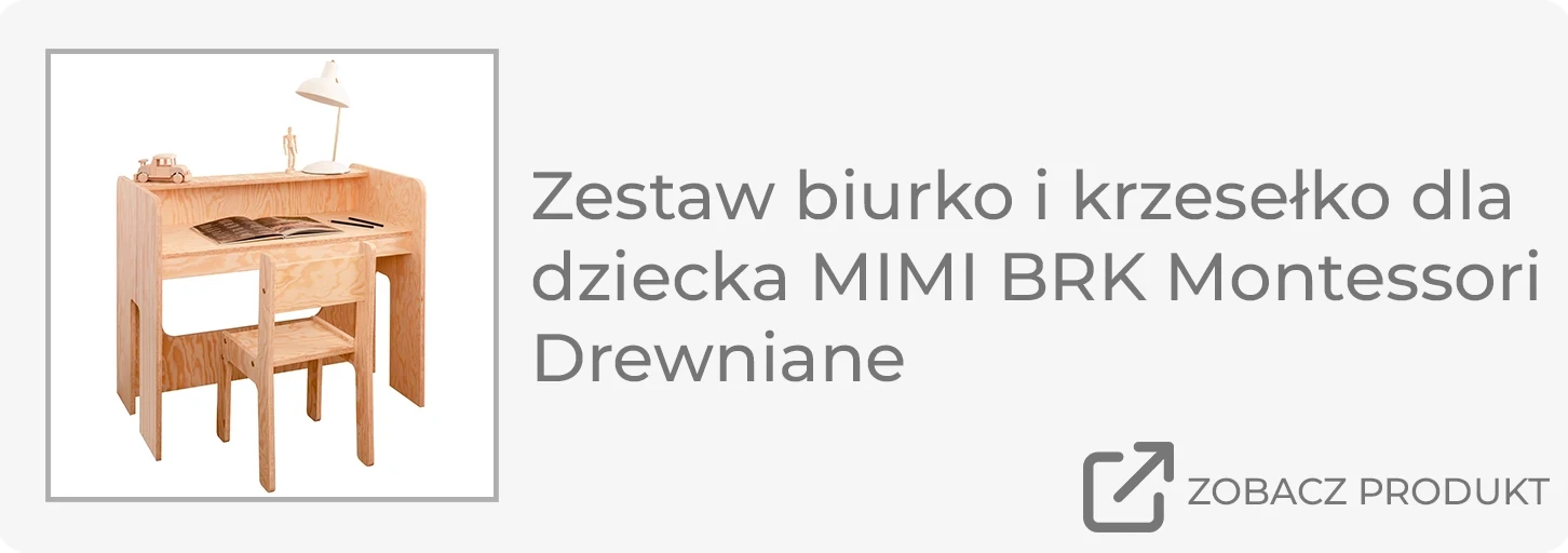 Drewniane biurko i krzesełko dla dziecka ze sklejki sosnowej w kolorze naturalnego drewna