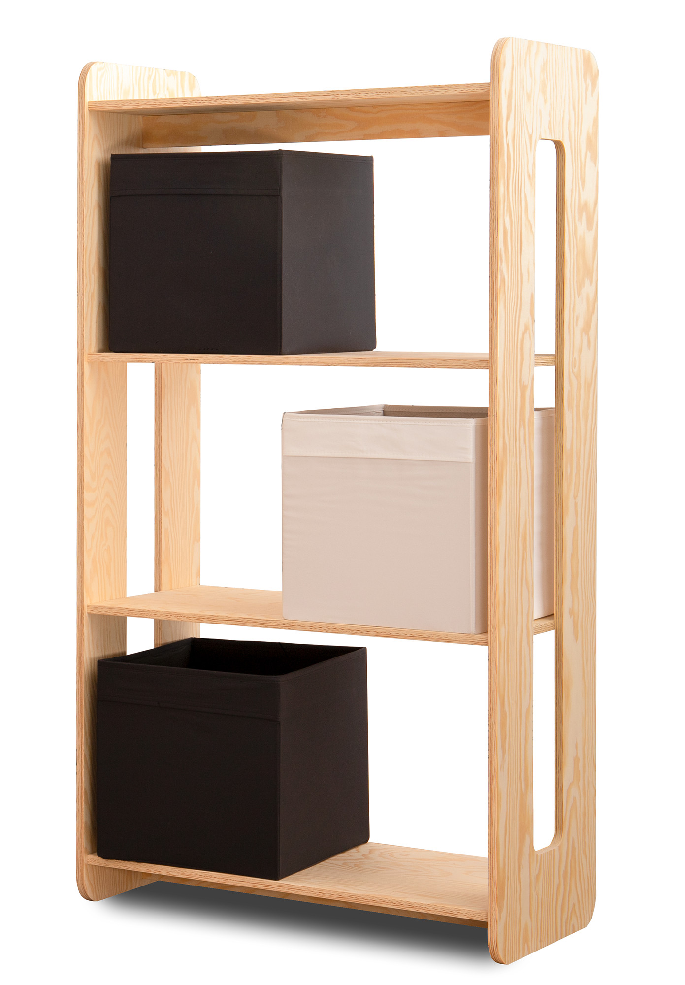 Drewniany regał DRONE w rozmiarze L wykonany ze sklejki sosnowej w kolorze naturalnego drewna