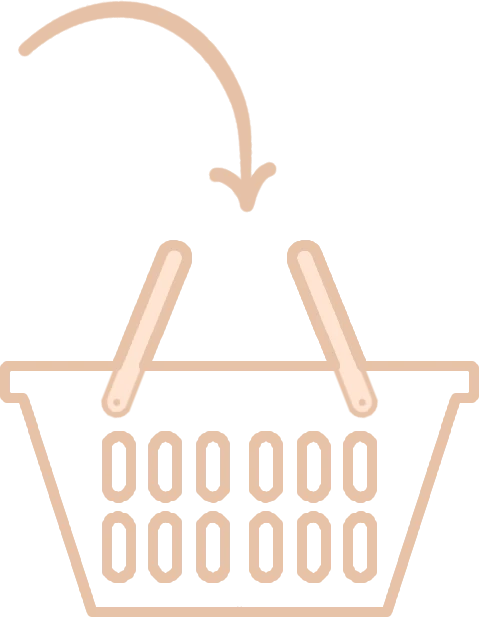 Ikona koszyka sklepowego ze strzałką wskazującą do środka koszyka