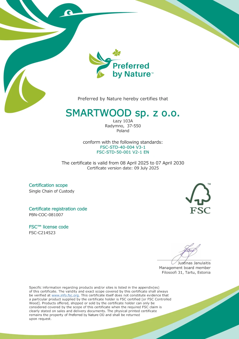 Certyfikat FSC