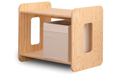 Drewniany regał DRONE w rozmiarze S wykonany ze sklejki sosnowej w kolorze naturalnego drewna