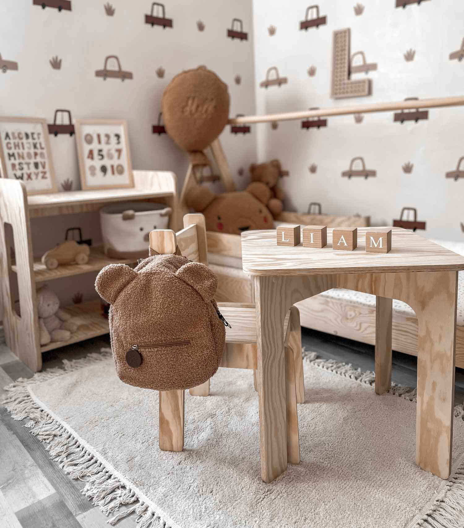 Stolik z krzesełkiem dla dziecka TAB+KR Montessori Drewniany