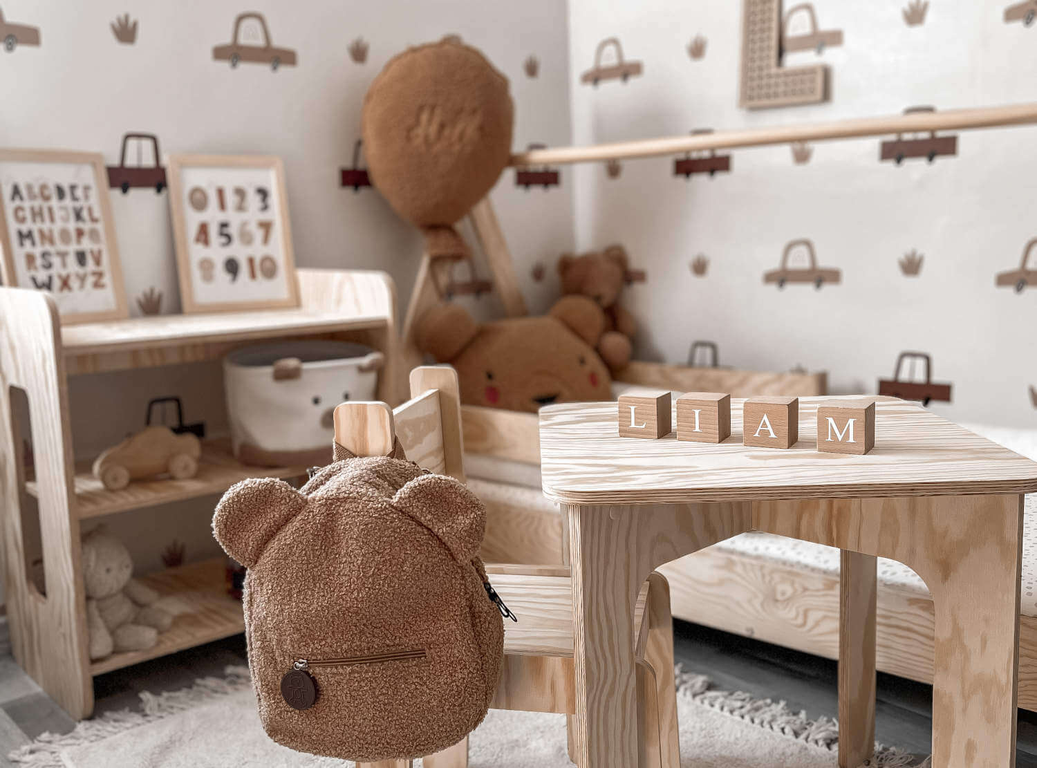 Stolik z krzesełkiem dla dziecka TAB+KR Montessori Drewniany