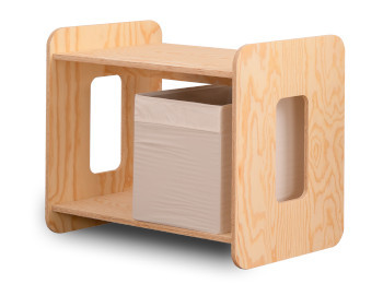 Drewniany regał DRONE w rozmiarze S wykonany ze sklejki sosnowej w kolorze naturalnego drewna