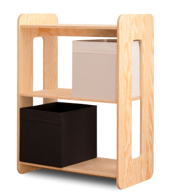 Drewniany regał DRONE w rozmiarze M wykonany ze sklejki sosnowej w kolorze naturalnego drewna