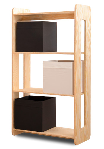 Drewniany regał DRONE w rozmiarze L wykonany ze sklejki sosnowej w kolorze naturalnego drewna