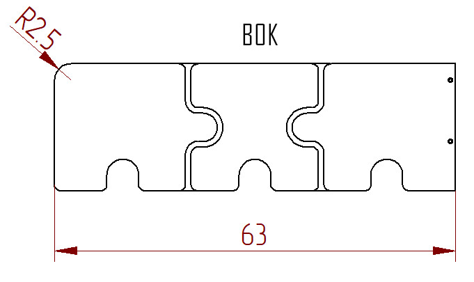 Rysunek techniczny barierki w kształcie puzzli