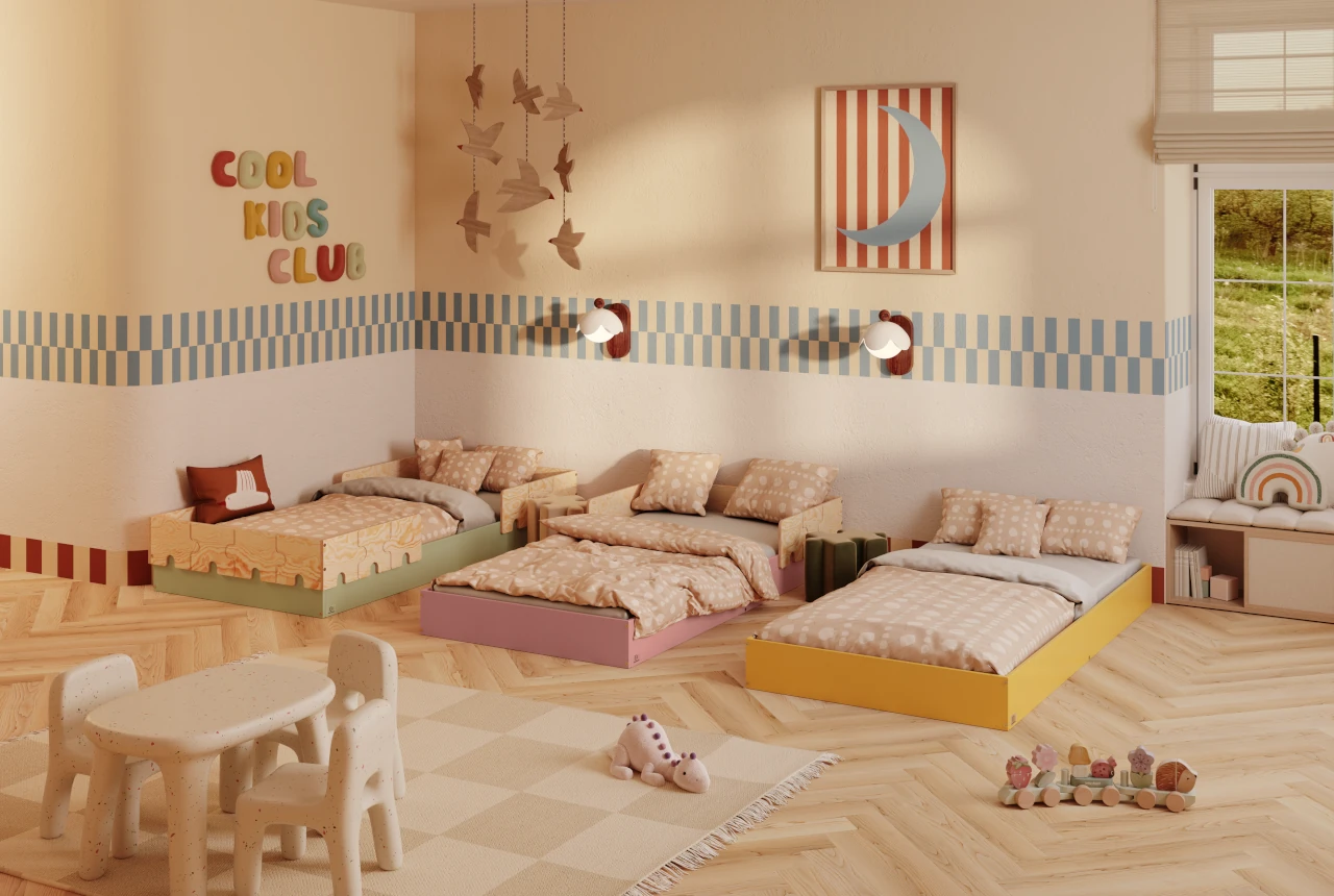 komplet-lozek-podlogowych-puzzle