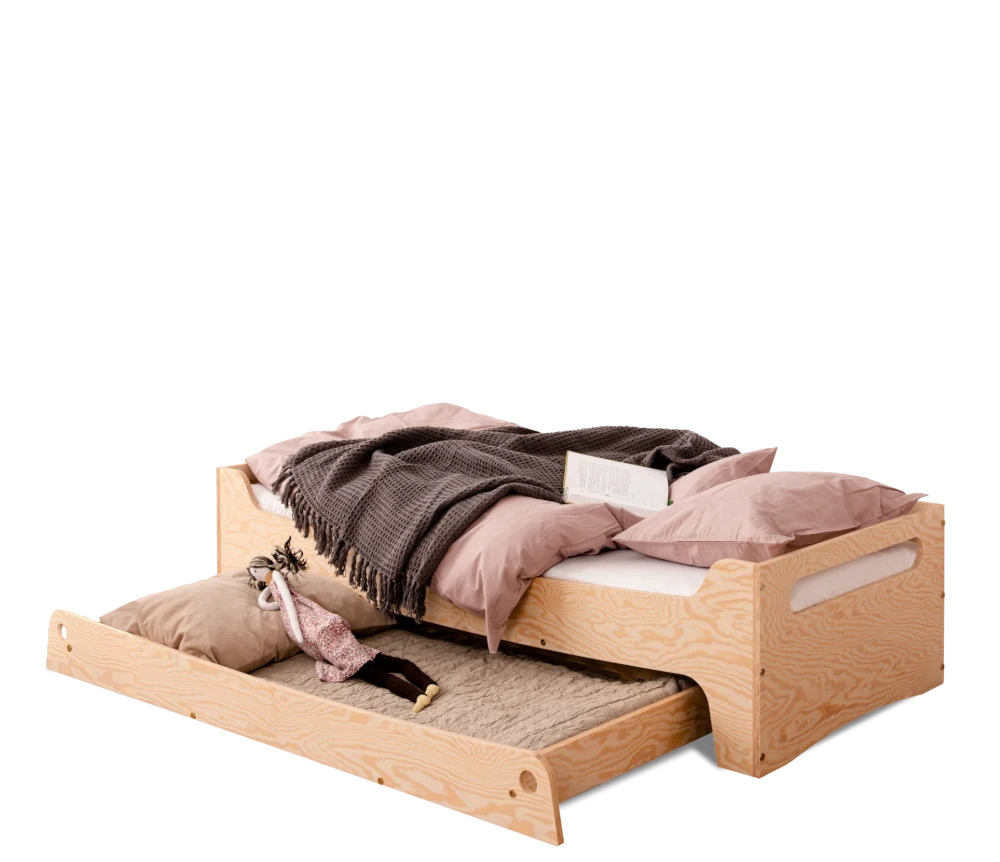 Łóżko dziecięce z szufladą i stelażem TILA 10 Montessori Drewniane